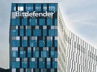 Bitdefender Logo on it's office building photo