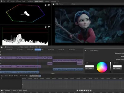 Animated movie editing in Blender video editing software