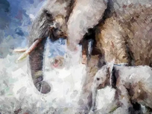 FotoSketcher Painting Effects on Elephant Photograph