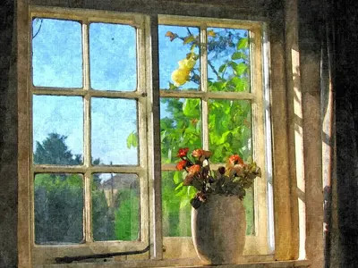 FotoSketcher Painting Effects on Window with Vase Photo