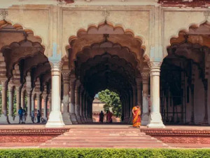 The Diwan-i-Am at the Red Fort in New Delhi, India offers a symmetrical view that is truly captivating.