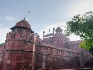 The walls of the Red Fort in Delhi have a distinct appearance.